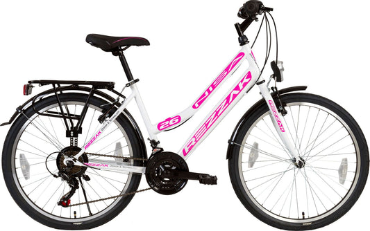 26 Zoll Fahrrad Damen Mädchen Fahrrad city bike  rad 21 Gang shimano Weiss pink  neu