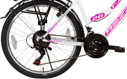 26 Zoll Fahrrad Damen Mädchen Fahrrad city bike  rad 21 Gang shimano Weiss pink  neu