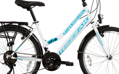 24 zoll Kinderfahrrad Mädchenfahrrad 24"Damen Cityfahrrad city bike Weiss türkis Neu