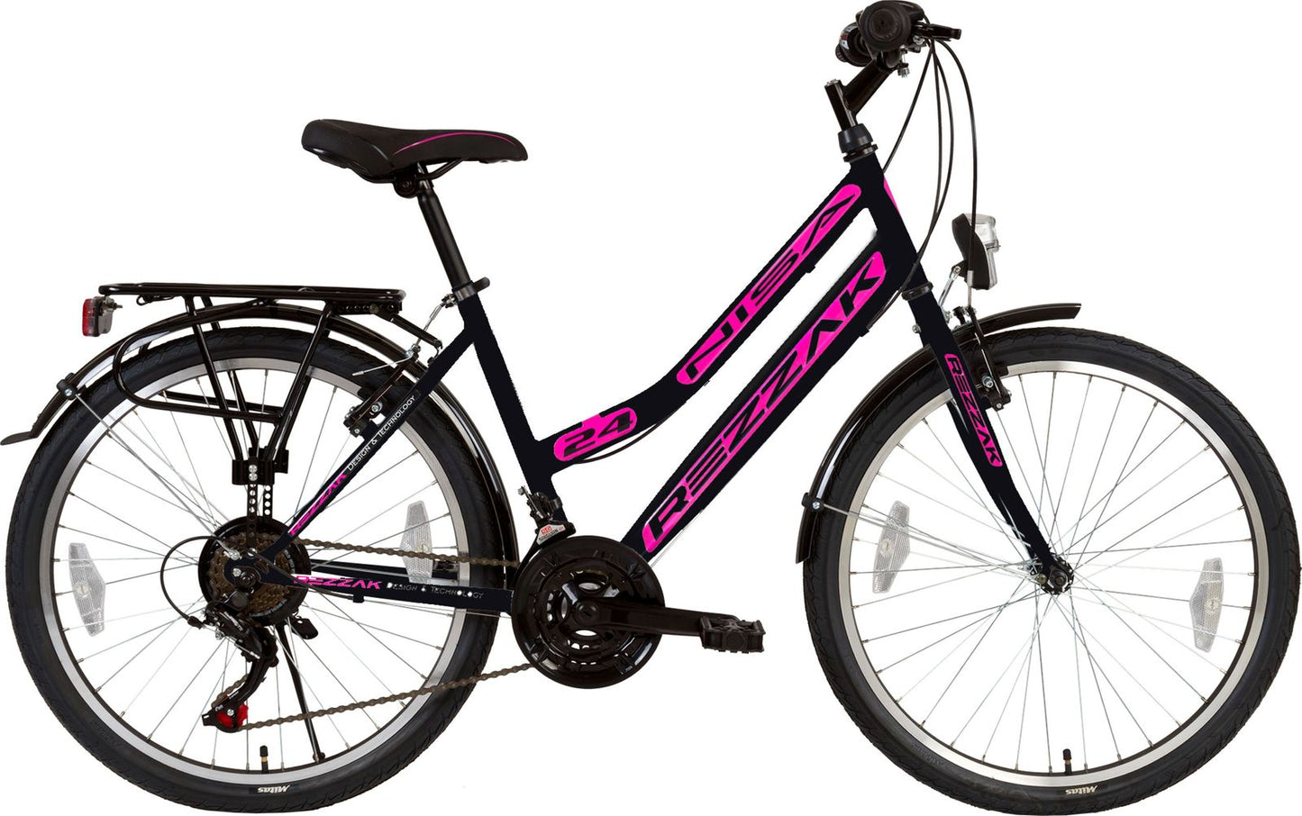 24 Zoll Kinderfahrrad Mädchenfahrrad Fahrrad City Strassenzugelassen schwarz Pink