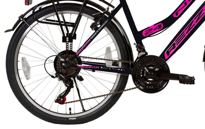 24 Zoll Kinderfahrrad Mädchenfahrrad Fahrrad City Strassenzugelassen schwarz Pink